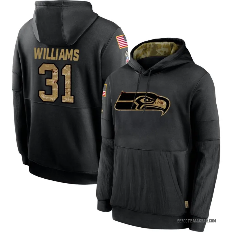 TaMerik Williams Men's Black Seattle Seahawks 2020 Salute to Service Sideline Performance Pullover Hoodie