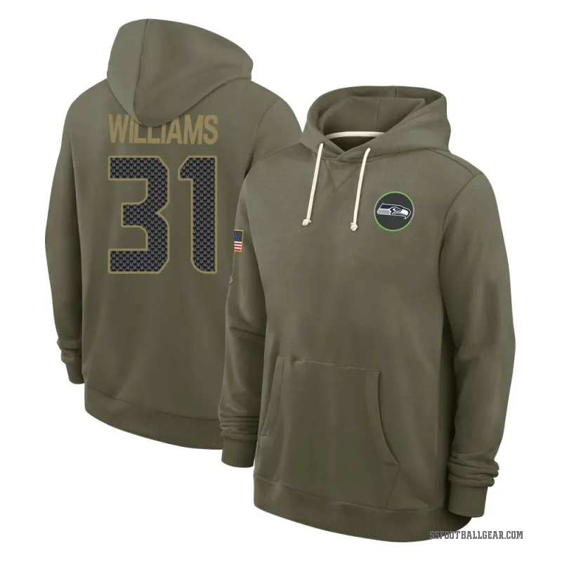 TaMerik Williams Men's Olive Seattle Seahawks 2025 Salute to Service Hoodie