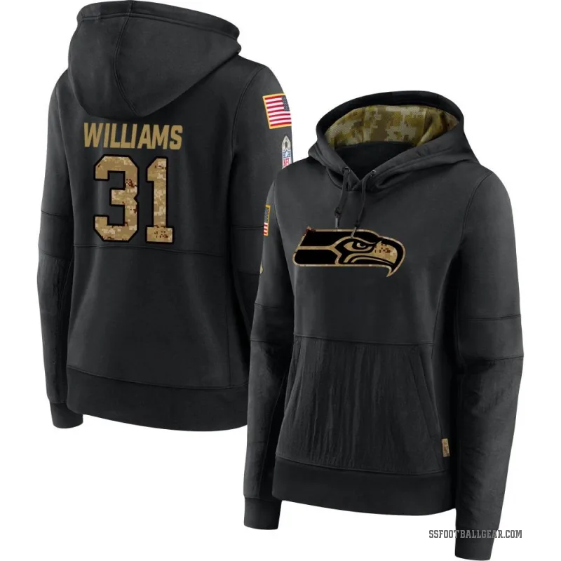TaMerik Williams Women's Black Seattle Seahawks 2020 Salute to Service Sideline Performance Pullover Hoodie