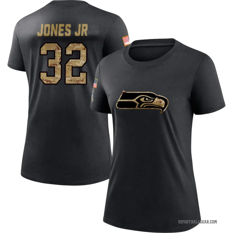 Velus Jones Jr. Women's Black Seattle Seahawks 2020 Salute To Service Performance T-Shirt