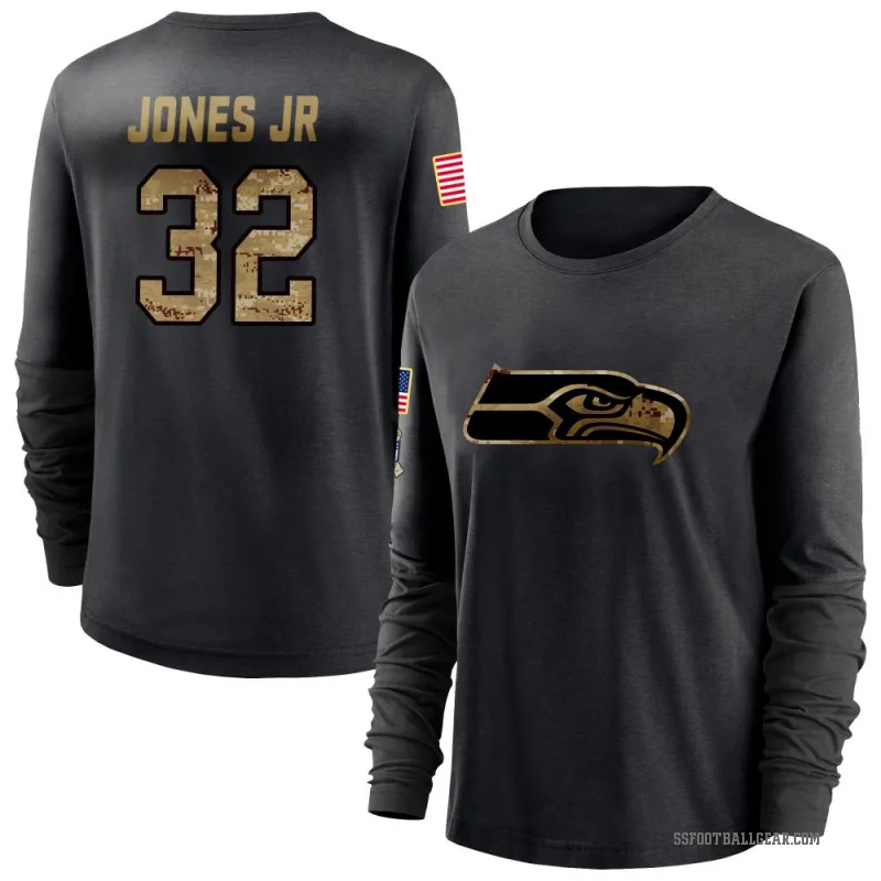 Velus Jones Jr. Women's Black Seattle Seahawks 2020 Salute To Service Sideline Performance Long Sleeve T-Shirt