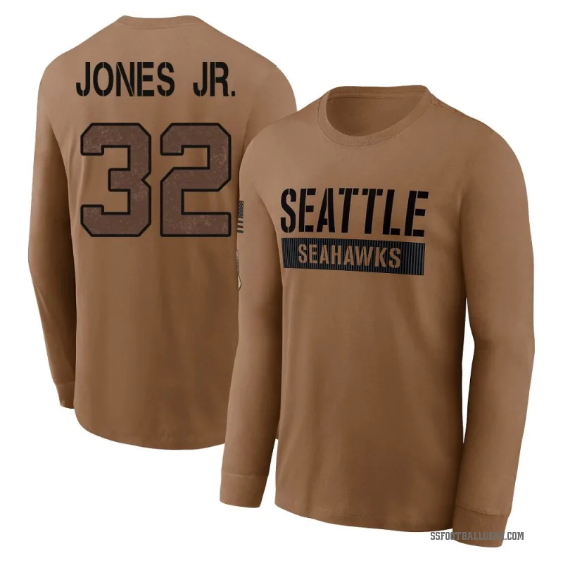 Velus Jones Jr. Youth Brown Seattle Seahawks 2023 Salute To Service Long Sleeve T-Shirt