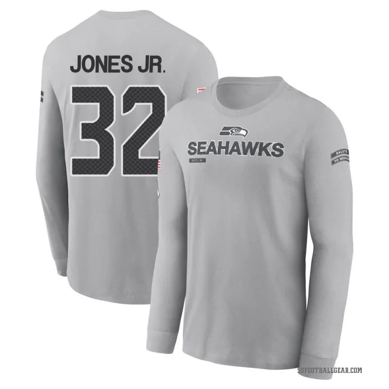 Velus Jones Jr. Youth Gray Seattle Seahawks 2024 Salute to Service Long Sleeve T-Shirt