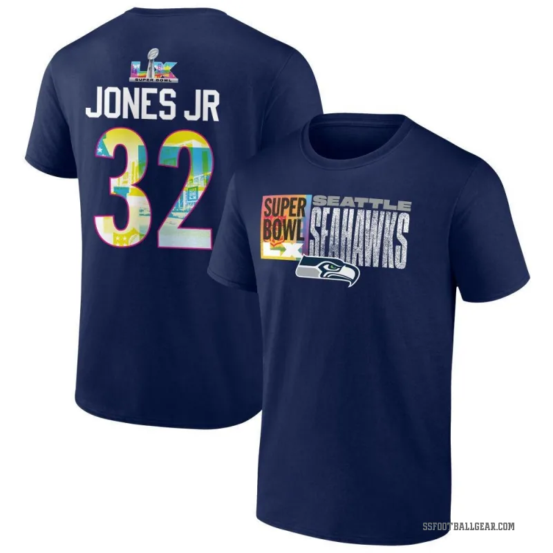 Velus Jones Jr. Youth Navy Seattle Seahawks Super Bowl LX T-Shirt